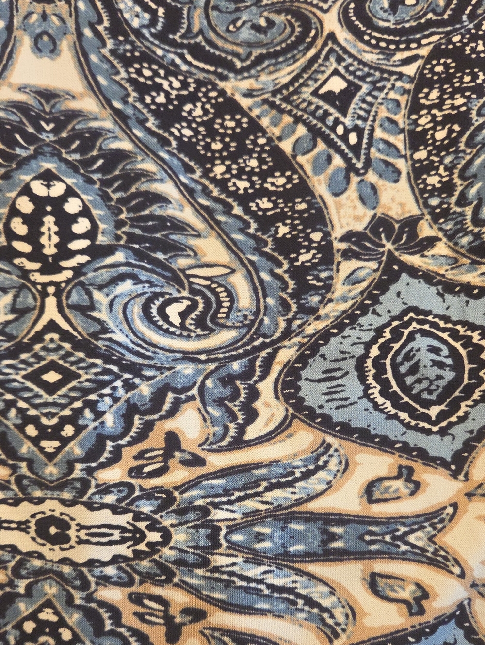 Charter Club A-line Sleeveless Blue & White Paisley Midi Dress, GUC, Size PP - Picture 5 of 7